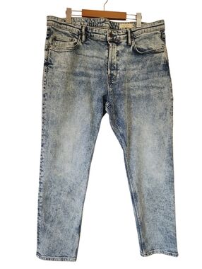 All Saints Dean Cigarette Jeans Cropped Slim Fit Light Indigo Acid Wash Size 36